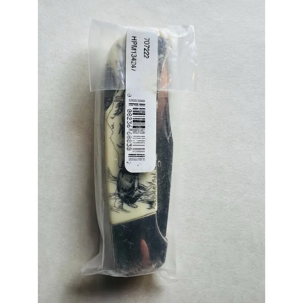 Vintage Lock-Back‎ Folding Knife w/ Whitetail Deer On Handles New Unopened